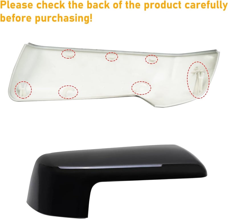 Moonlinks Compatible with 2019-2025 Chevy Silverado 1500 GMC Sierra 1500 Side Mirror Cover,Glossy Black LH & RH Side Door Exterior Rearview Mirror Cap Trim for Silverado 1500(1 Pair） - Image 5
